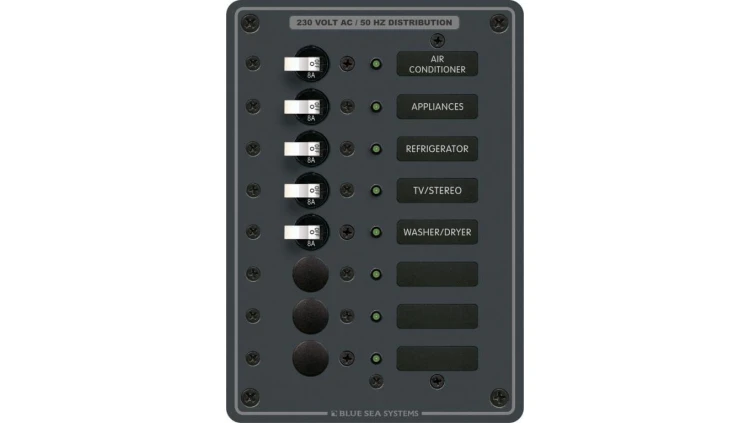Panel AC Blue Sea 230V, 8-pozycyjny (Europejski)