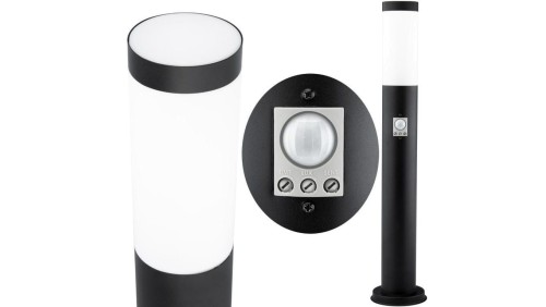 Lampa Ogrodowa Zewnętrzna E27 CZARNY SŁUPEK 65cm z Czujnikiem Ruchu i Zmierzchu