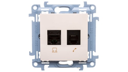 Simon 10 Gniazdo teleinformatyczne RJ45+RJ12 kat.5e kremowe C5T.01/41