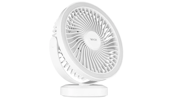 Wentylator biurkowy z akumulatorem i lampką 48xSMD biały VA0338W Vayox