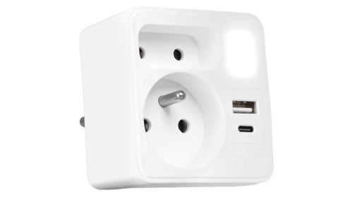 Rozgałęźnik sieciowy 2 gniazda + USB-A + USB-C + lampka nocna VA0373 Vayox