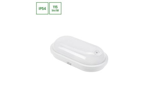 TECHNIC LAMP KANAŁOWA 20W NW 230V 120st IP54 IK07 270x145x70mm BIAŁY owalna czujnik ruchu PIR