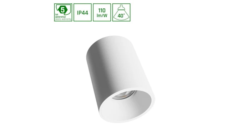 ORBITO NATYNKOWA 10W WW 230V 40ST IP44 UGR19 RA90 FI75X100MM BIAŁY OKRĄGŁA 5 LAT