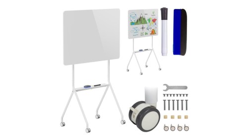 Mobilna tablica suchościeralna Ergo Office, orientacja pozioma, biała, jednostronna, z półką, wymiary tablicy 1190x790mm, ER-306