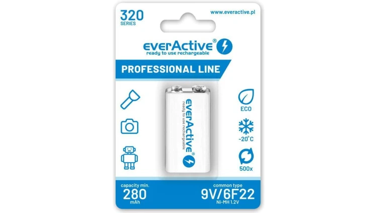 Akumulator NiMH 6F22 9V 320mAh R2U Professional Line