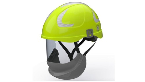 HUBIX SECRA H058S F113.HSE2 Żółty hełm elektroizolacyjny, osłona twarzy klasy 2 Box-test, do 20 kV AC / 1,5 kV DC
