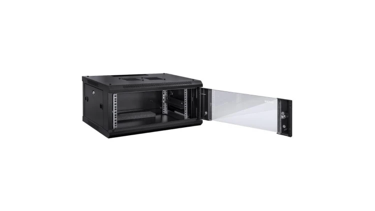 Szafa wisząca RACK 19 6U 450mm drzwi szklane czarna TOTEN