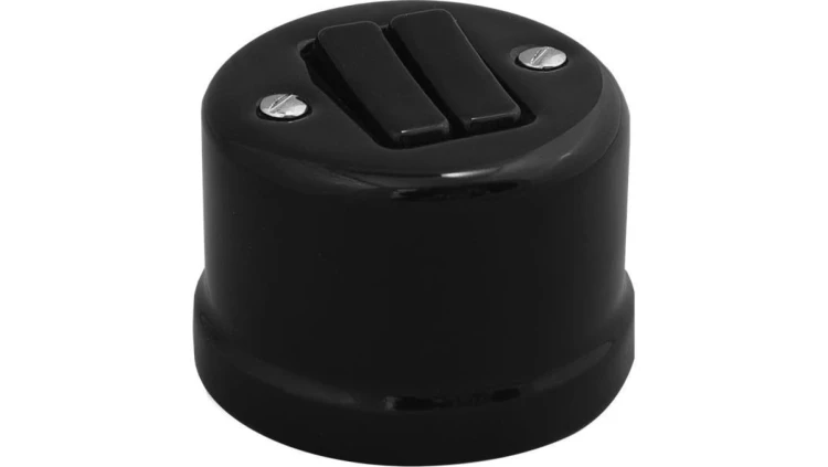 Łącznik do sterowania roletami natynkowy Retro ceramic 10A-250V~, czarny