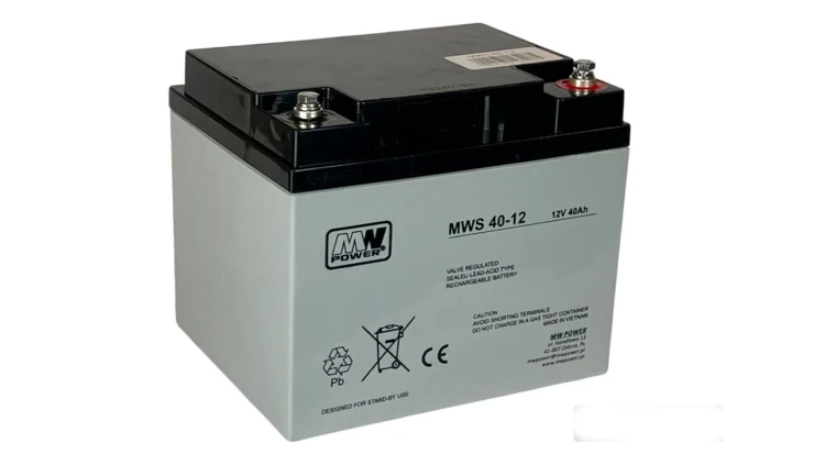 Akumulator 40Ah 12V AGM VRLA MWS 40-12 do CCTV 5 lat żywotności MW POWER
