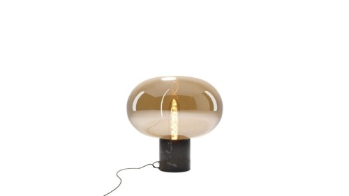 MAXLIGHT T0058 LAMPA STOŁOWA MOONSTONE AMBER GLASS + BLACK MARBLE