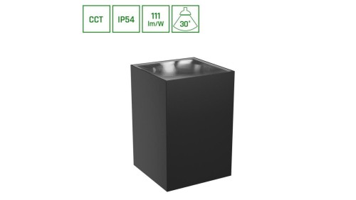 TORRE 9W CCT 230V IP54 99x78x117MM CZARNY KWADRATOWA ELEWACYJNA JEDNOKIERUNKOWE
