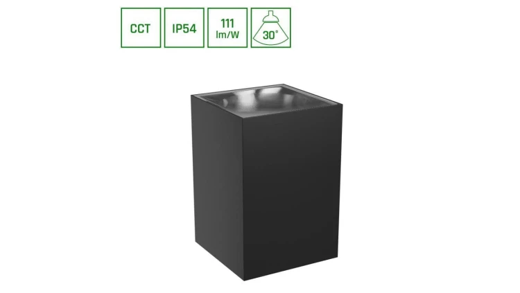 TORRE 9W CCT 230V IP54 99x78x117MM CZARNY KWADRATOWA ELEWACYJNA JEDNOKIERUNKOWE
