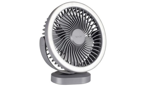 Wentylator biurkowy z akumulatorem i lampką 48xSMD szary VA0338G Vayox