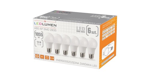 Zestaw 6x żarówka LED A60-AP E27 10W 972lm barwa biała ciepła
