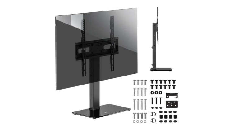 Uniwersalny stojak do TV Maclean, na szafkę RTV, podstawka, max. 40kg, max. VESA 400x400, regulacja wysokości i kąta, dla TV 32-