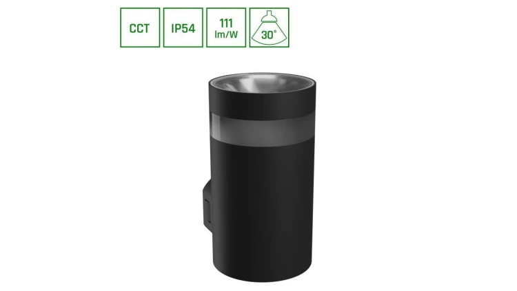 TORRE RING 9W CCT 230V IP54 99x78x156MM CZARNY OKRĄGŁA ELEWACYJNA JEDNOKIERUNKOWE