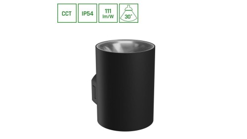 TORRE 9W CCT 230V IP54 99x78x114MM CZARNY OKRĄGŁA ELEWACYJNA JEDNOKIERUNKOWE