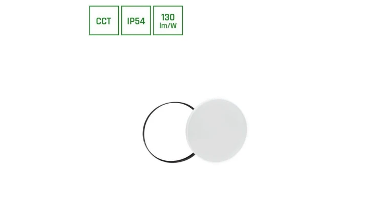NYMPHEA BLACK i WHITE RINGS 18W CCT 230V 115st IP54 FI250x52 BIAŁY/CZARNY OKRĄGŁA