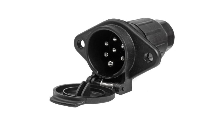 Gniazdo naczepowe typu N (czarne) 7-pin 24V plastikowe AMIO