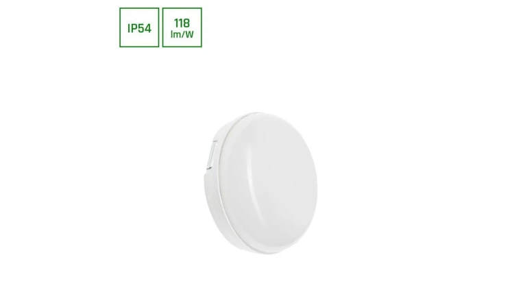 TECHNIC LAMP KANAŁOWA 8W NW 230V 120st IP54 IK10 140x48mm BIAŁY okrągła