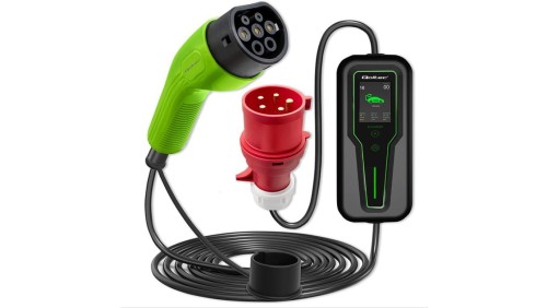 Qoltec Mobilna ładowarka do samochodu elektrycznego EV z regulacją 2w1 Typ2 11kW 3 Fazy LCD Przenośna Wallbox 5m