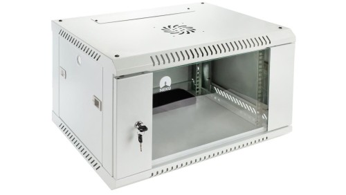 Szafa wisząca RACK 19 6U 350mm drzwi szklane szara NEKU TS BOX