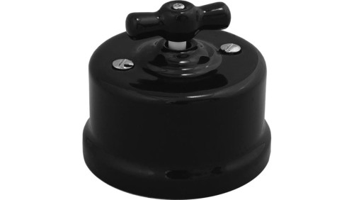 Łącznik dzwonkowy obrotowy natynkowy Retro ceramic 10A-250V~, czarny