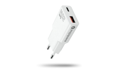 Ładowarka sieciowa everActive GaN SUPER SLIM SC-340Q z gniazdem USB QC3.0 oraz USB-C PD 20W