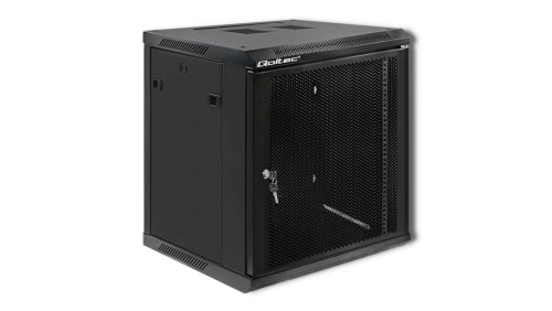 Qoltec Szafa RACK 19 12U 600 x 635 x 600 Perforowane drzwi Wisząca Stalowa obudowa Zamek Czarna