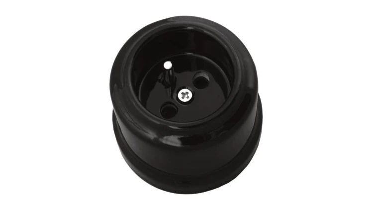 Gniazdo pojedyncze natynkowe 2P+Z Retro ceramic 16A-250V~, czarne