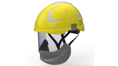 HUBIX SECRA H058S F113.YSE2 Żółty hełm elektroizolacyjny, osłona twarzy klasy 2 Box-test, do 20 kV AC / 1,5 kV DC