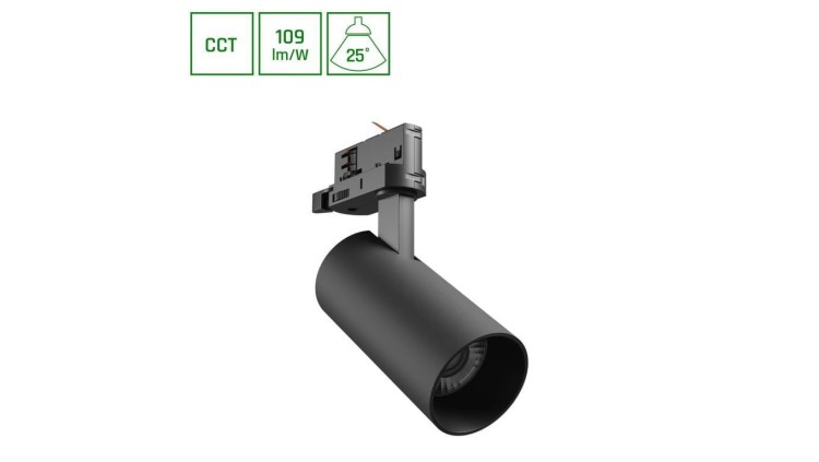 ANDROMEDA PRIME NA SZYNOPRZEWÓD 3F 3CCT 16W 230V 25st IP20 śr. 63x134x184mm CZARNY SPECTRUM