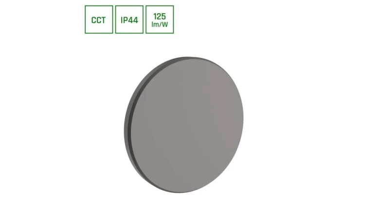 PIATTA 9W CCT 230V IP44 120x47MM SZARY OKRĄGŁA ELEWACYJNA