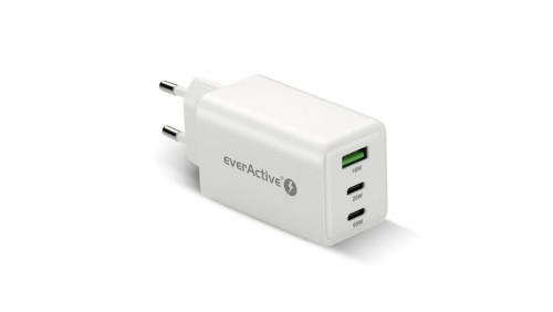 Ładowarka sieciowa everActive GaN SC-655Q z gniazdem USB oraz 2x USB-C PD PPS QC4+ 65W
