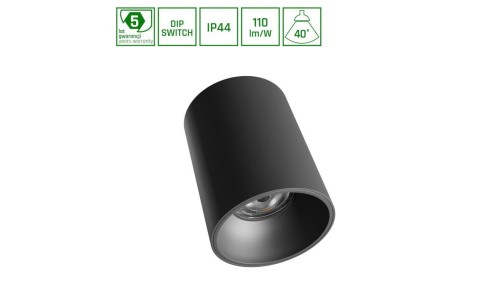ORBITO NATYNKOWA 14-27W WW 230V 40ST IP44 UGR19 RA90 FI115X152MM CZARNY OKRĄGŁA 5 LAT