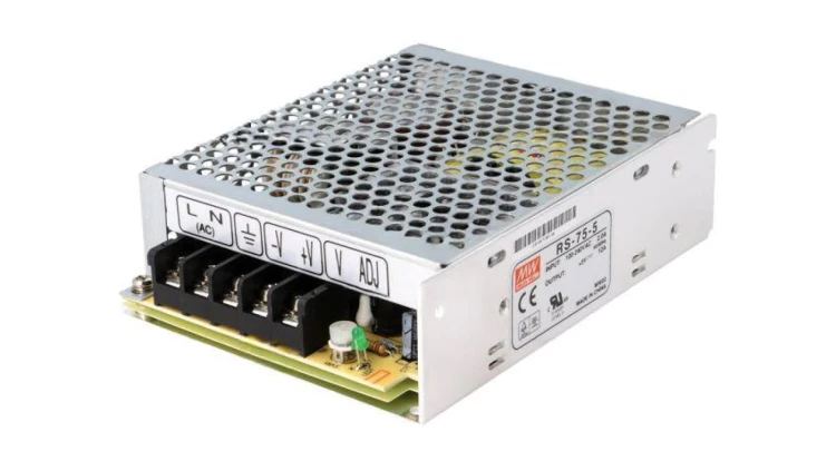 RS-75-5 Zasilacz impulsowy do wbudowania modułowy 60W 5VDC 12A