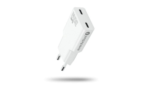 Ładowarka sieciowa everActive GaN SUPER SLIM SC-385Q z dwoma gniazdami USB-C PD 30W