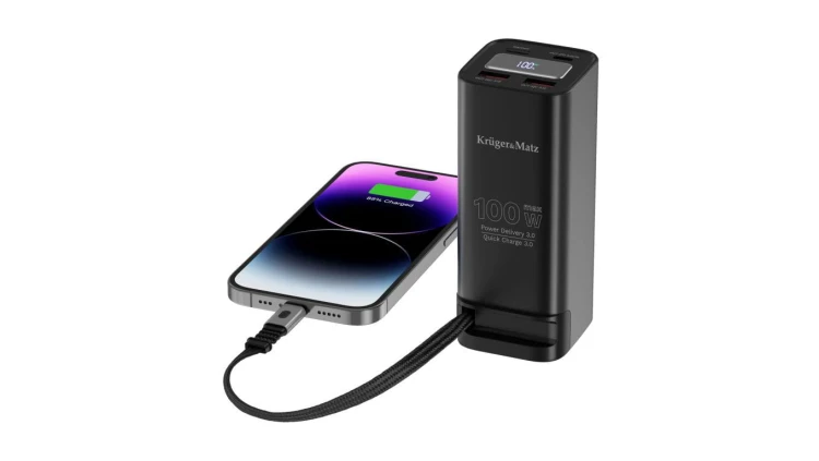 PowerBank KrugeriMatz 20000 mAh Li-ion 100W z funkcją QC oraz PD