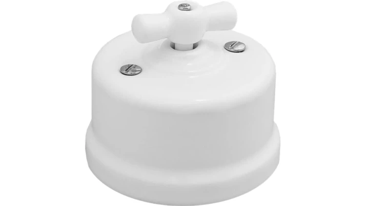 Łącznik podwójny obrotowy natynkowy Retro ceramic 10A-250V~, biały