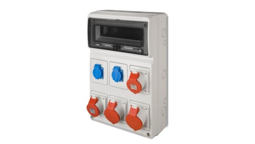 Rozdzielnica budowlana RS-13 13-mod. 2x2P+Z, 2x16A/5P, 2x32A/5P, IP44 bez zabezpieczeń 6251-00