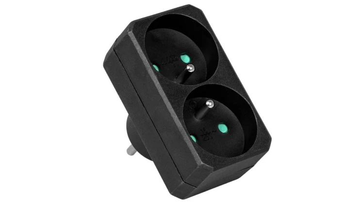 Rozgałęźnik sieciowy 2x 2P+0 3500W 230V czarny VA0131B VAYOX