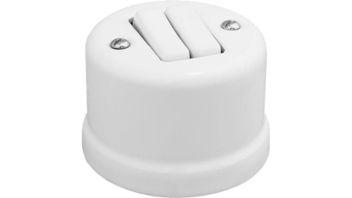 Łącznik podwójny schodowy natynkowy Retro ceramic 10A-250V~, biały