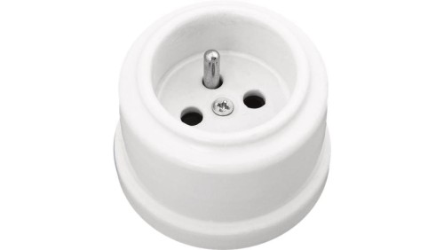 Gniazdo pojedyncze natynkowe 2P+Z Retro ceramic 16A-250V~, białe