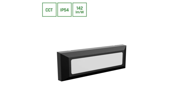 ENCANTA 6W CCT 230V IP54 230x80x30MM CZARNY NATYNKOWA ELEWACYJNA