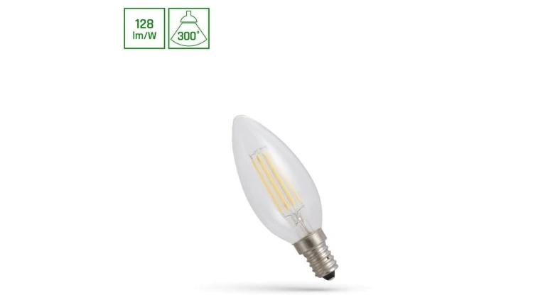 LED ŚWIECOWA E-14 230V 5.5W COG WW CLEAR SPECTRUM