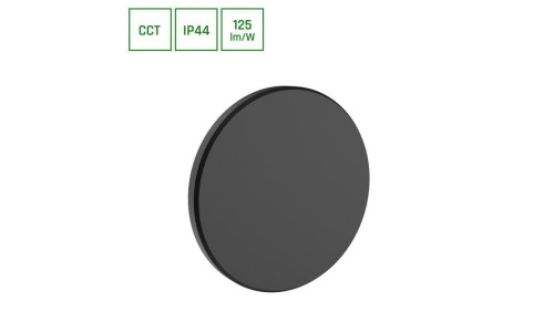 PIATTA 9W CCT 230V IP44 120x47MM CZARNY OKRĄGŁA ELEWACYJNA