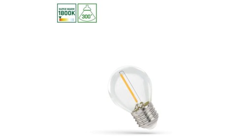 LED KULKA E-27 230V 1W COG 1800K CLEAR SPECTRUM