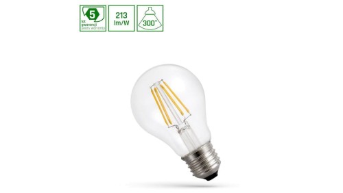 LED GLS E-27 230V 6.8W COG A-CLASS WW CLEAR SPECTRUM 5 lat gwarancji