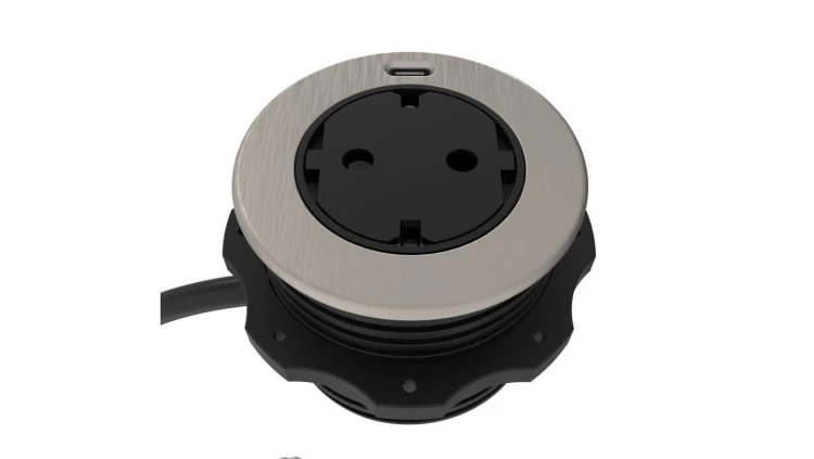 Gniazdo Solo, gniazdo Schuko F (DE) z gniazdem ładującym USB C, stal nierdzewna, 82052727