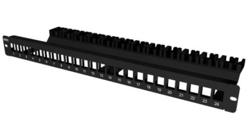 Panel krosowniczy, 24 portów, RJ45, 1U, Czarny